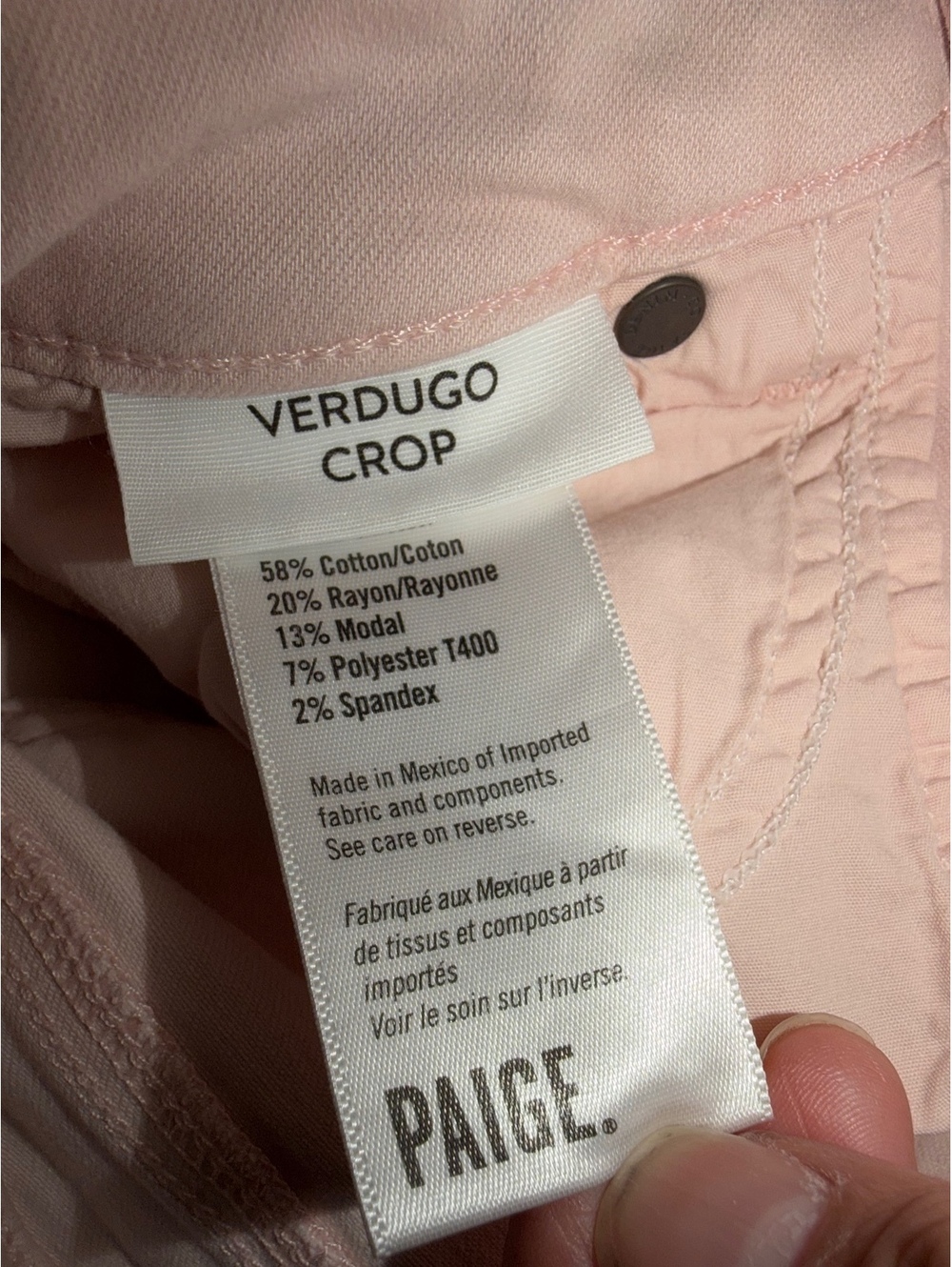 PAIGE Verdugo Crop Mid-Rise Skinny Pink Sz 27 Designer - Picture 7 of 8